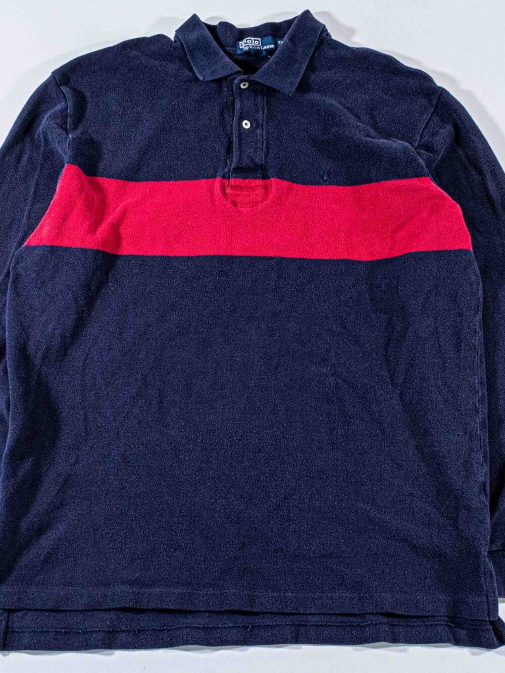 Vintage Polo Ralph Lauren Rugby Shirt XXL Striped Knit Hip Hop Elbow Patch 2XL